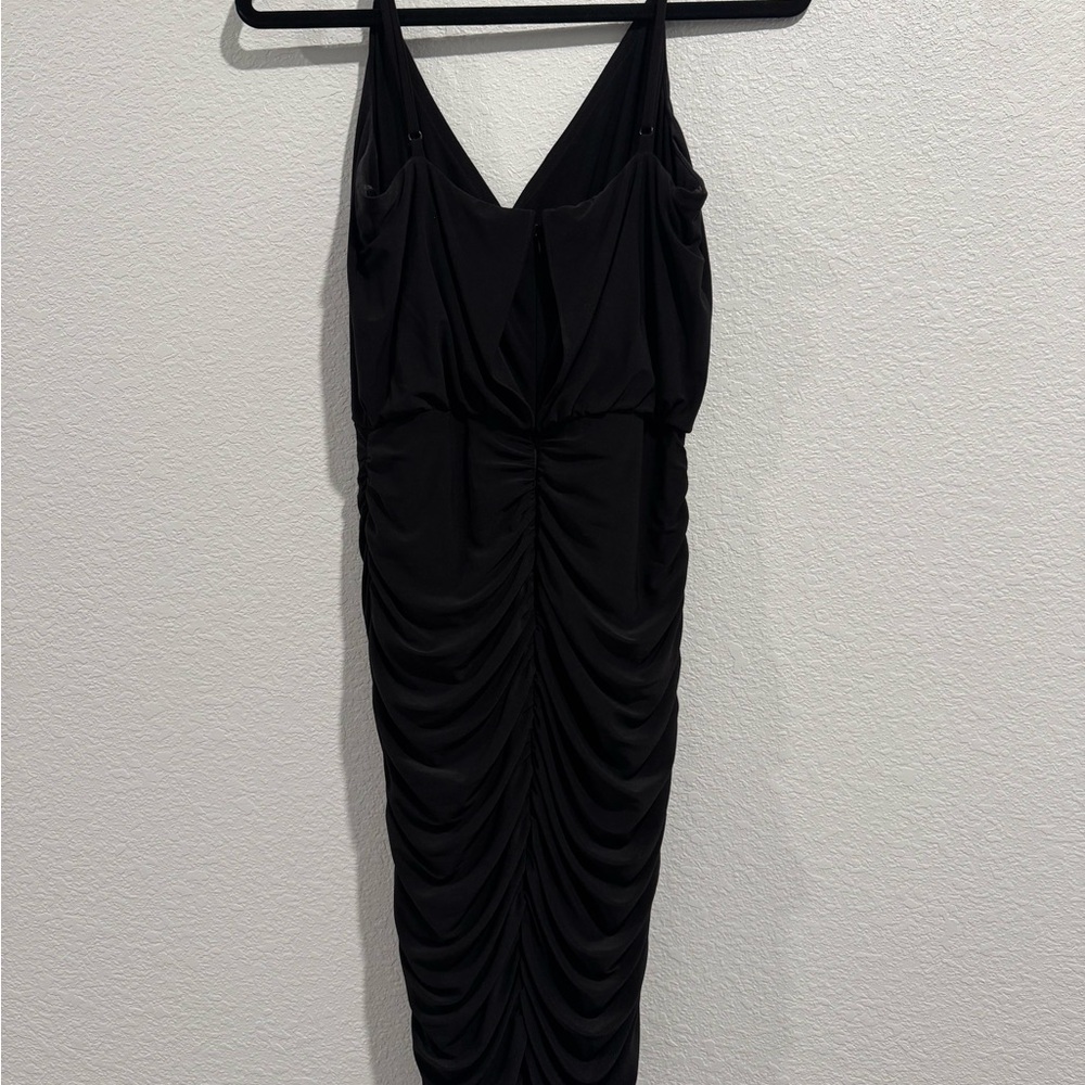 Eliza J Black Ruched Midi Dress